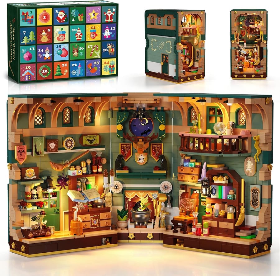 INSOON Magic Book Nook adventskalender: de doos met 24 vakjes en het verlichte toverkamertje dat je in december bouwt