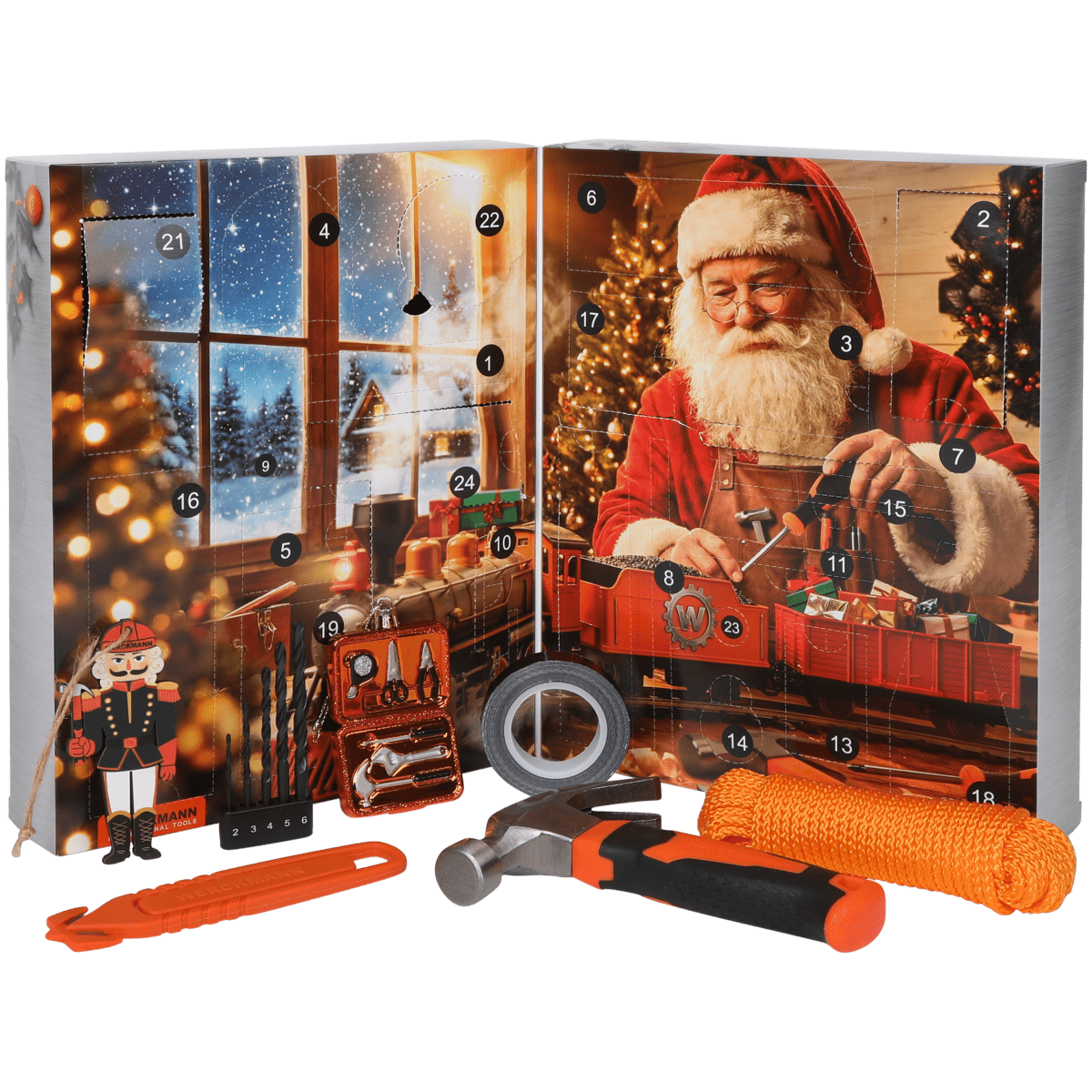 Werckmann adventskalender van Action met hamer, boortjes en touw