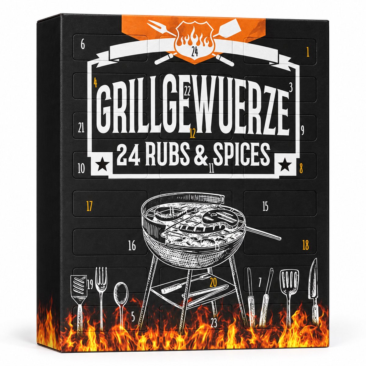 BBQ-adventskalender met 24 kruiden en rubs