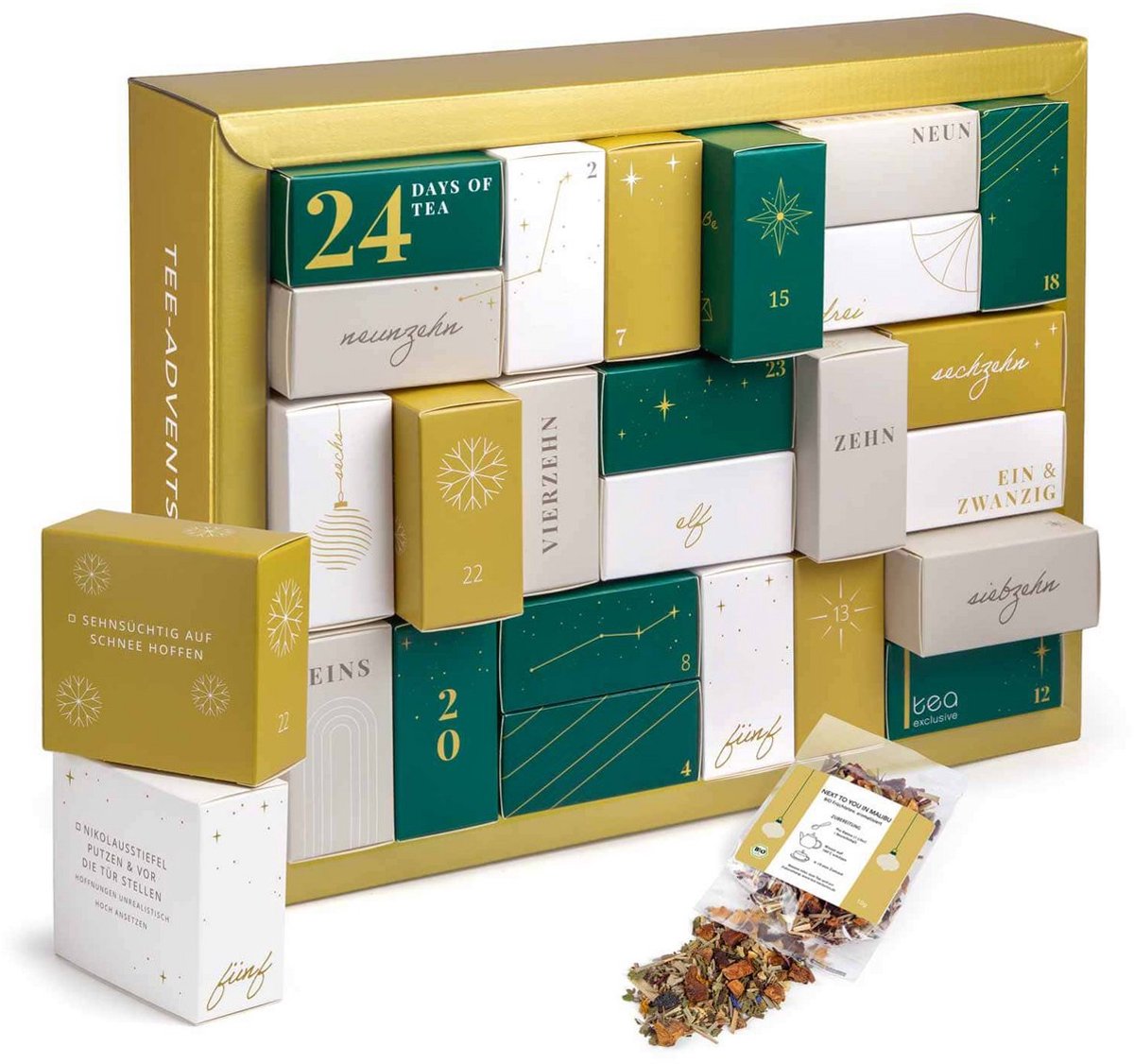 Beleef Thee adventskalender met 24 losse doosjes