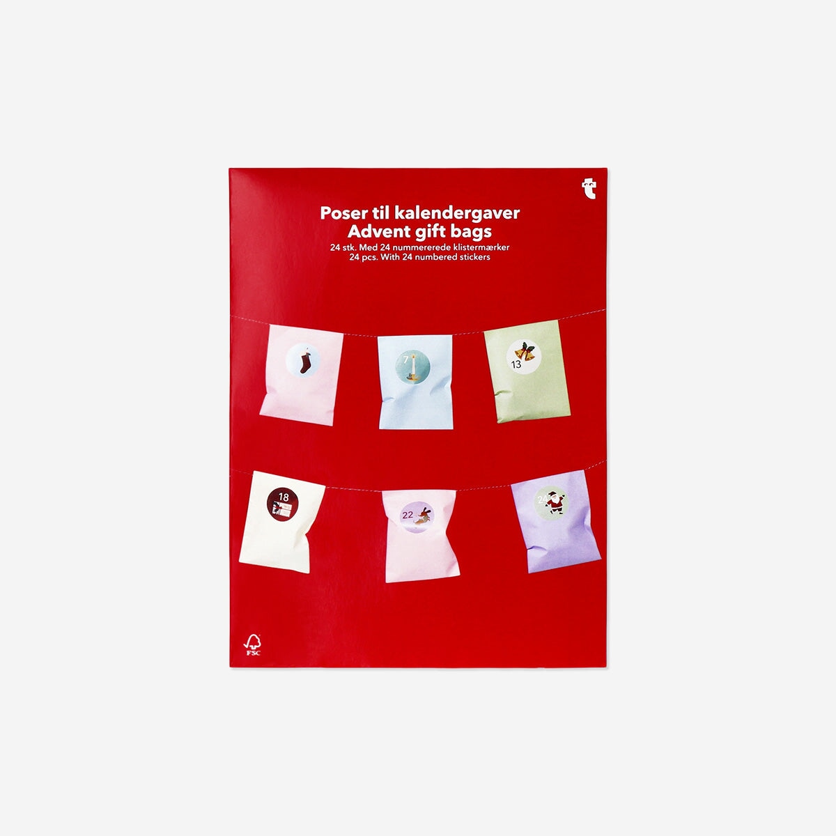 Flying Tiger advent cadeauzakjes met nummerstickers