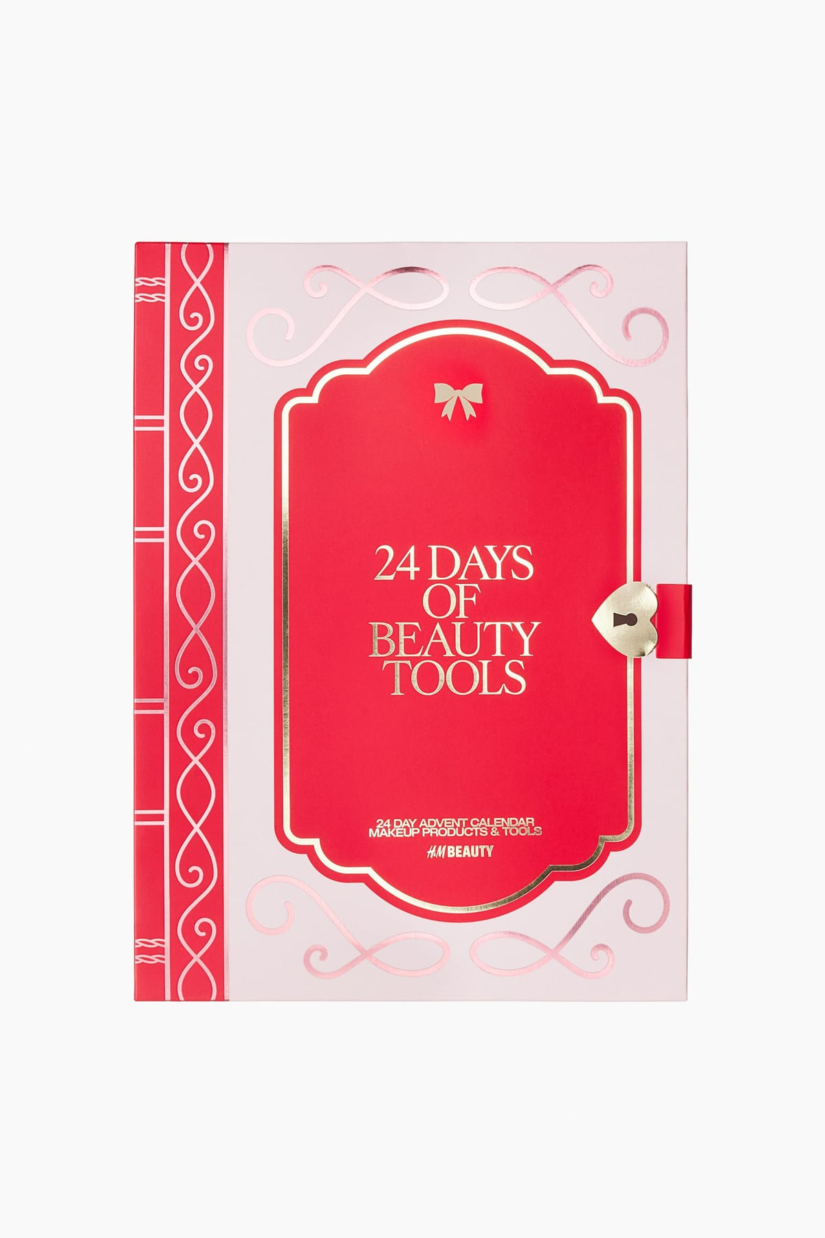 H&M 24 Days of Beauty Tools adventskalender in de vorm van een roze met rood boek