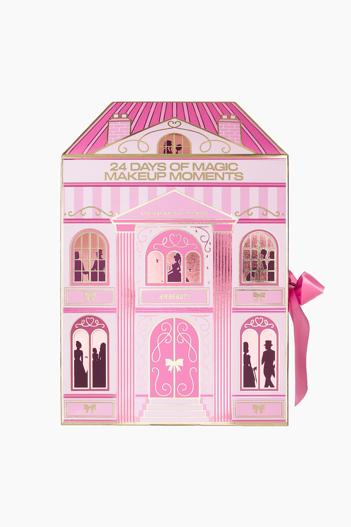 H&M 24 Days of Magic Makeup Moments adventskalender in de vorm van een roze huis