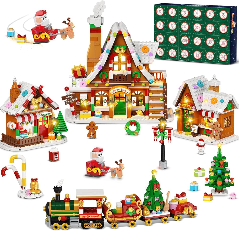 INSOON adventskalender met een winterdorp van bouwstenen