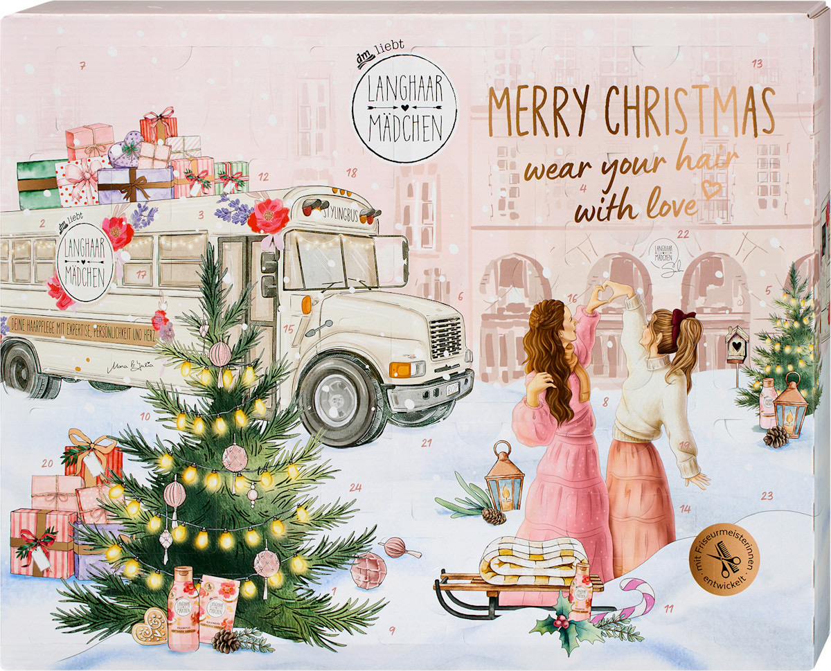 Langhaarmädchen adventskalender Merry Christmas