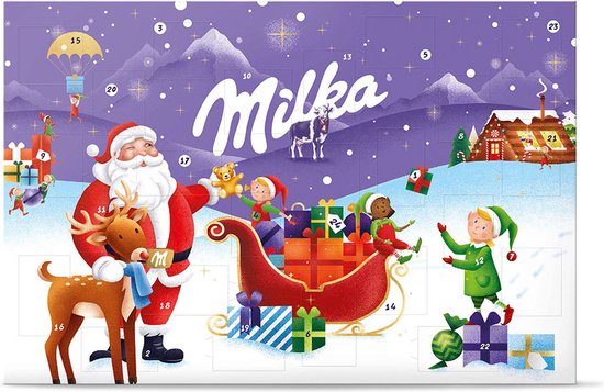 Milka adventskalender met de lila koe