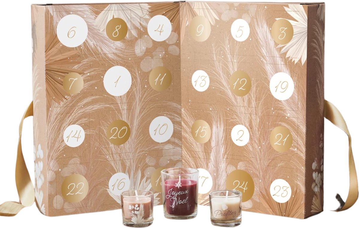 MISOU geurkaarsen-adventskalender beige
