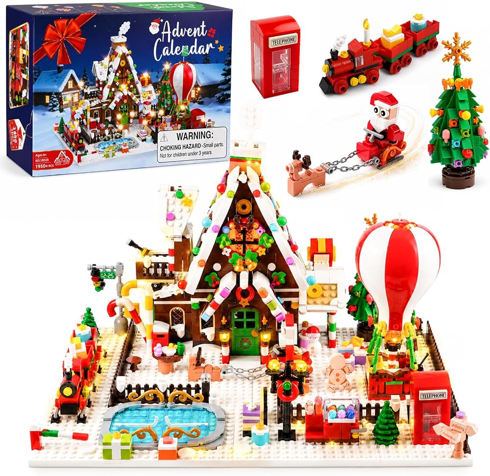 MYDOVA adventskalender met een peperkoekhuis van bouwsteentjes