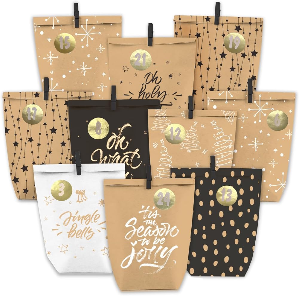 PANSIBY adventskalender om te vullen: kraftpapieren zakjes